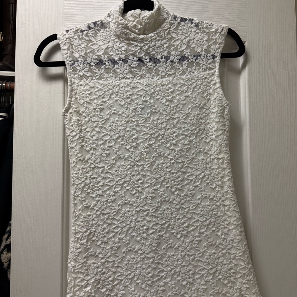 New York & Company White Lace Tank Top